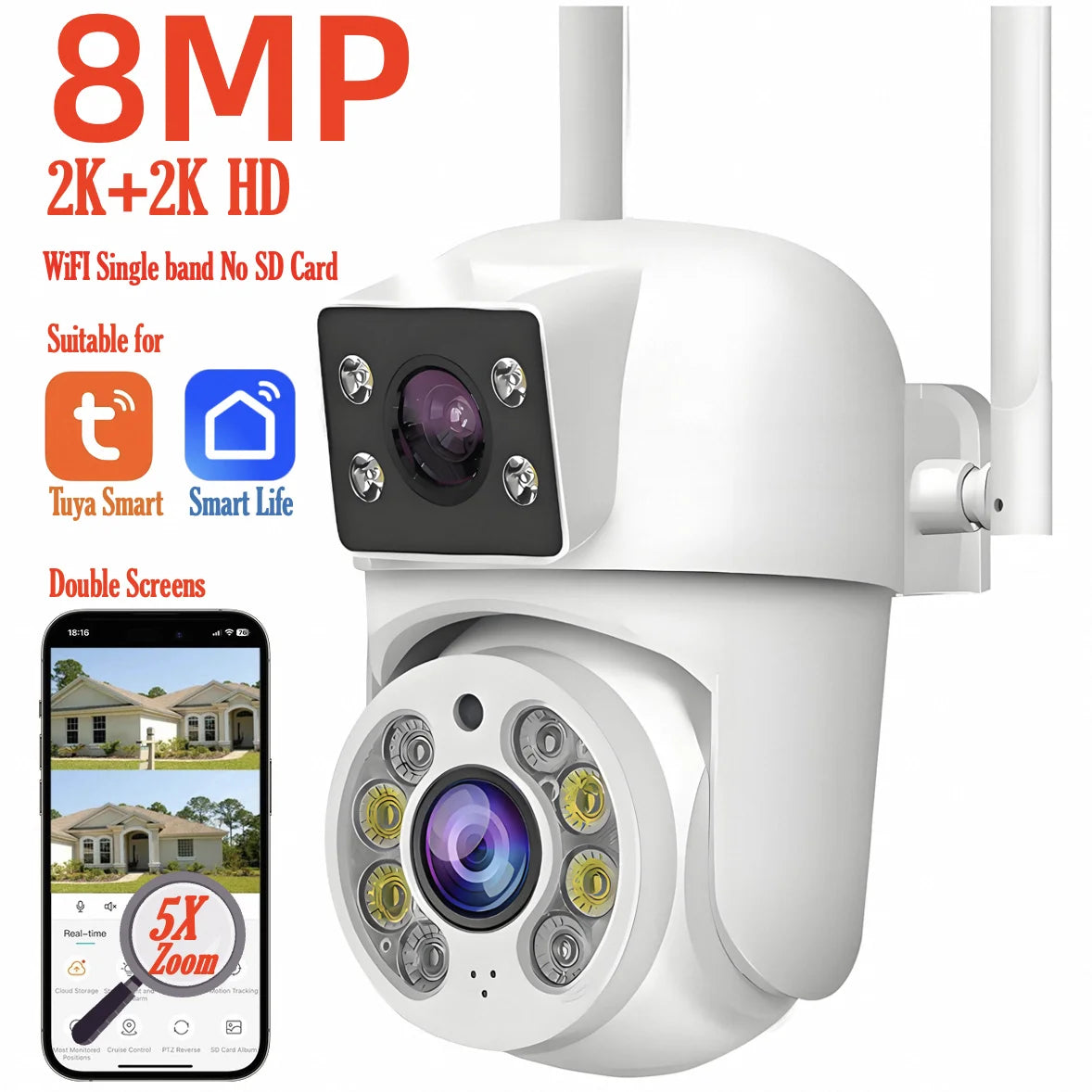 Tuya 8MP Dual Lens Outdoor Security Camera