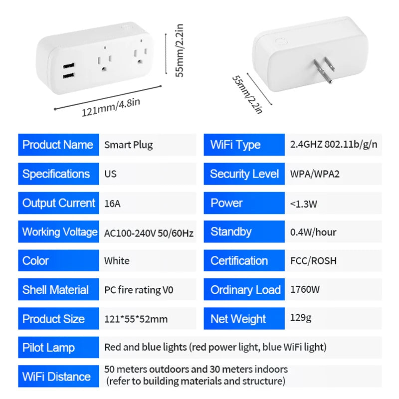 16A Smart Plug with Bluetooth App Control Works with Google and Alexa