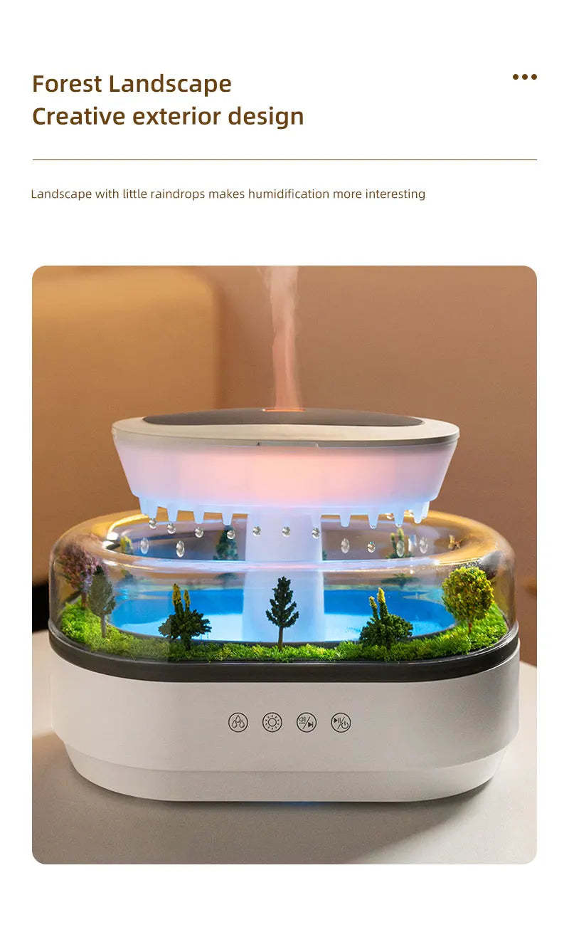 Raindrop Air Humidifier Colorful Light White Noise Essemtial Oil Diffuser