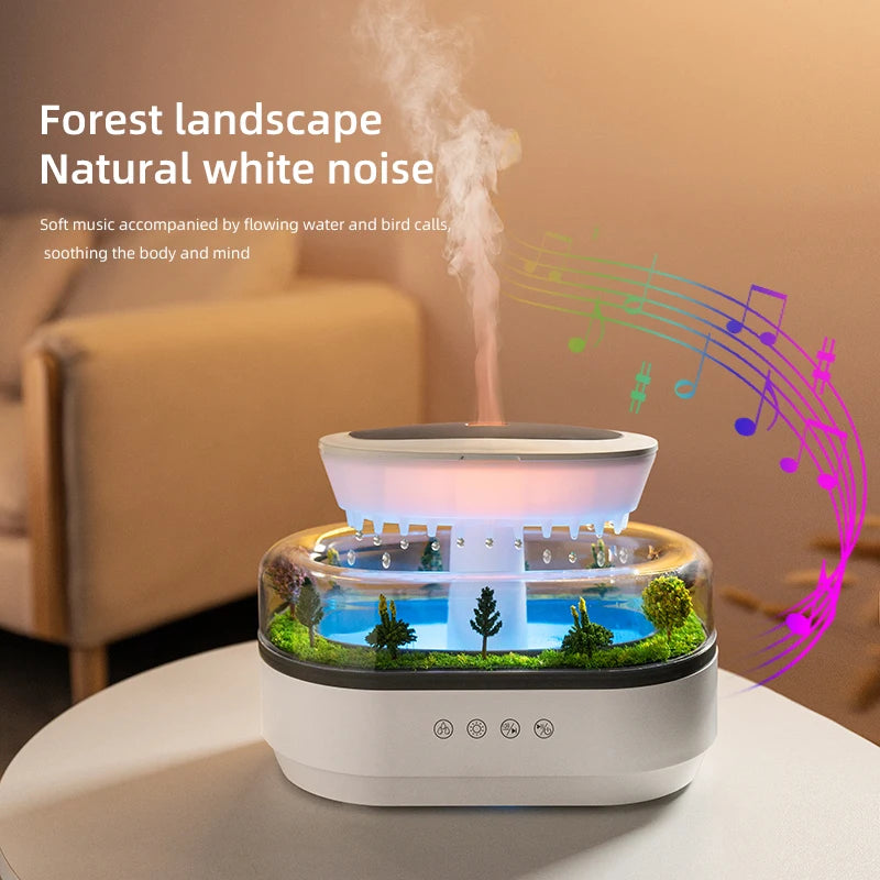 Raindrop Air Humidifier Colorful Light White Noise Essemtial Oil Diffuser