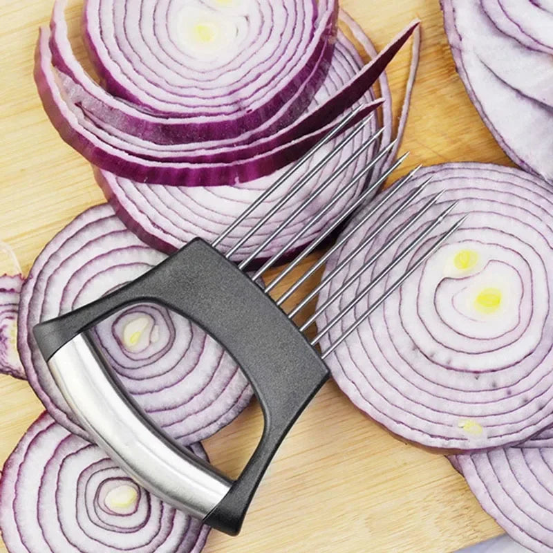 Stainless Steel Onion Cutter Holder Food Slicers Assistant