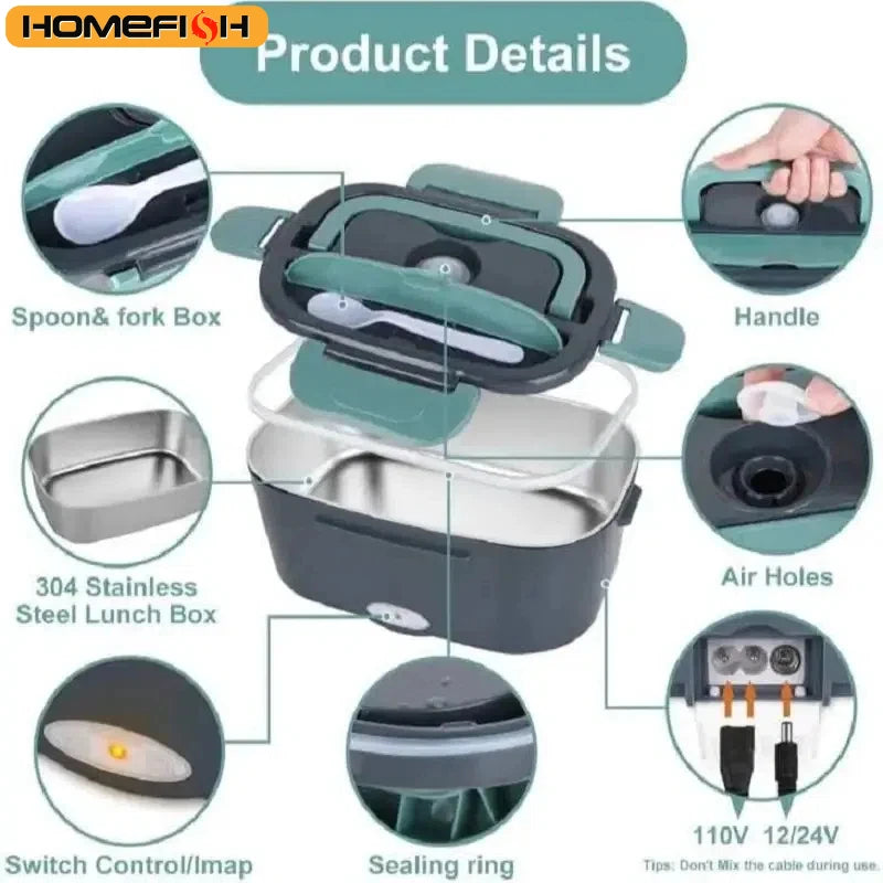 HOMEFISH 1.5L Electric Lunch Box Food Warmer