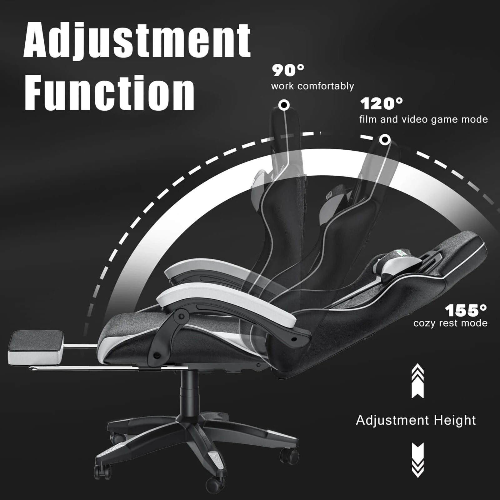 Gaming Chair with Footrest & Lumbar Support