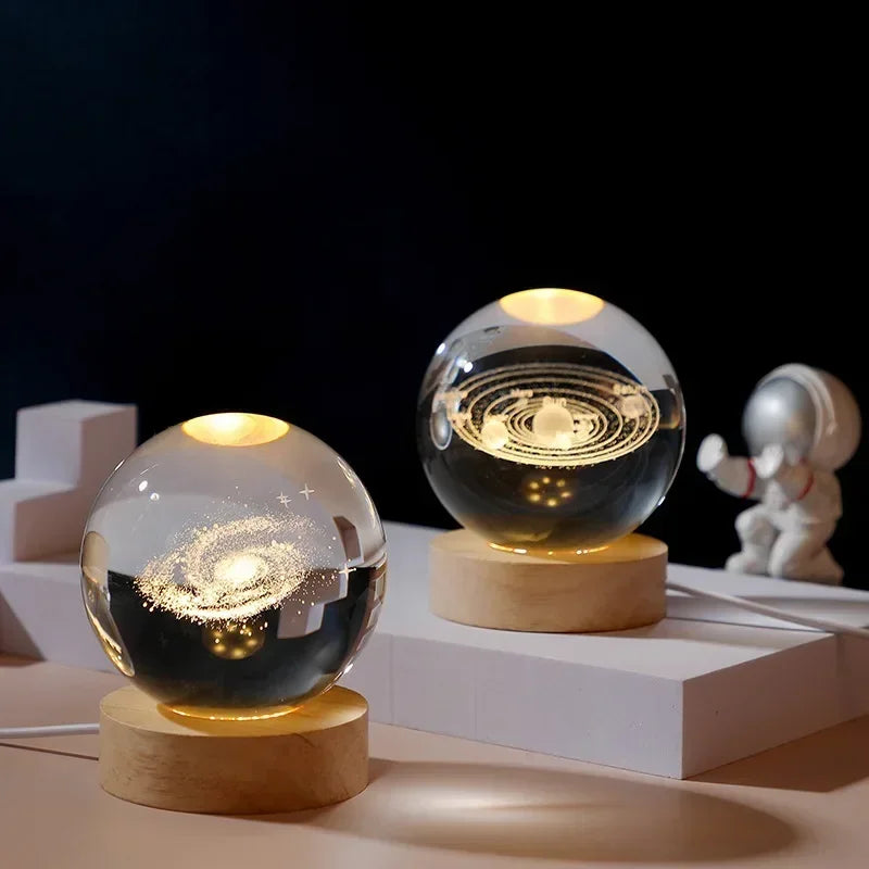 Clear Glass Galaxy Globe Night Light Crystal Ball Lamp