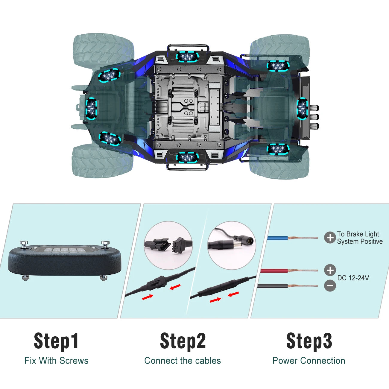 RGB LED Neon Car Underglow Chassis Lights with Music Sync