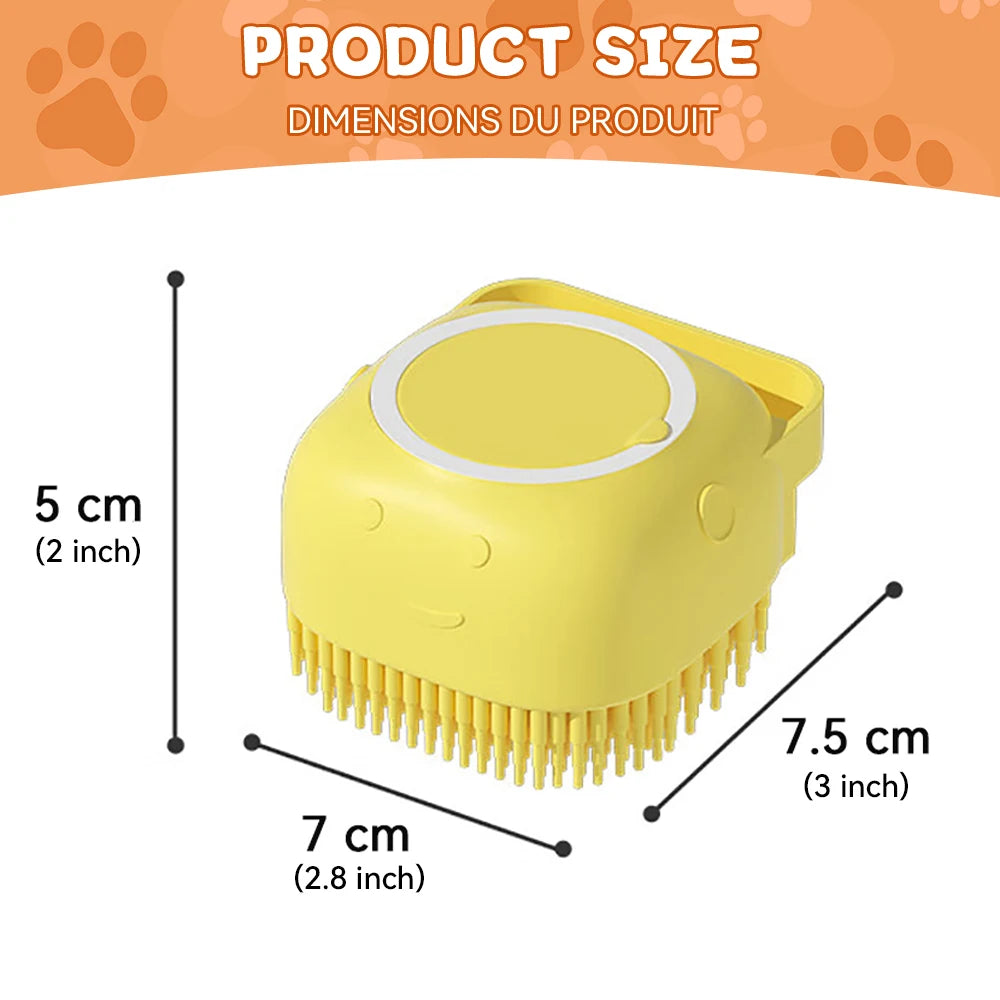 2-in-1 Dog Bathing &amp; Massage Brush with Shampoo Dispenser