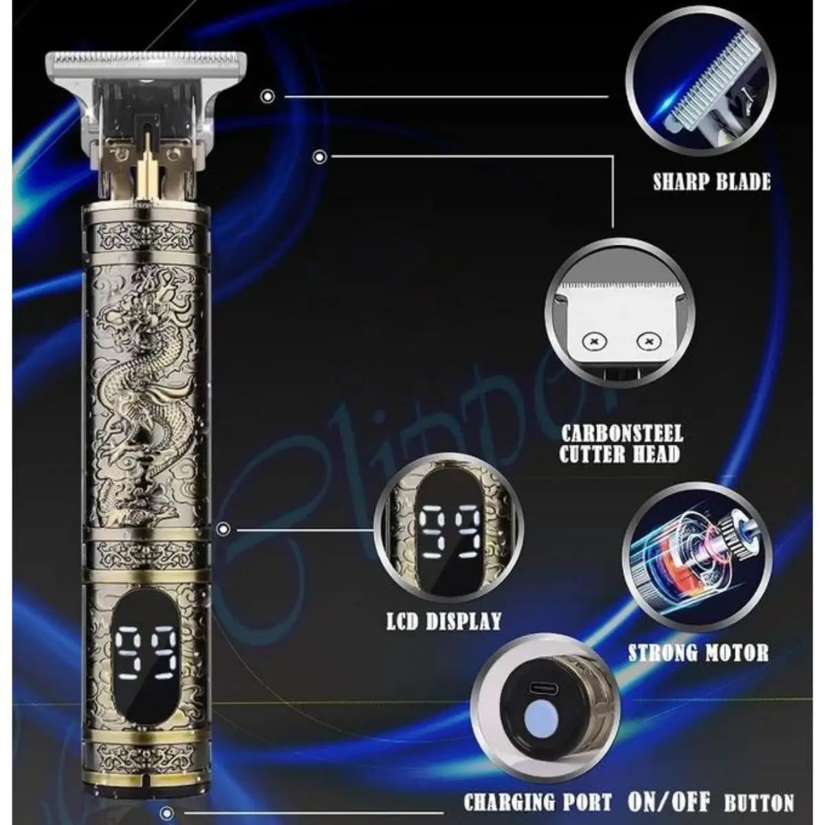 LCD Electric Rechargeable Sculpture Shaver And Hair Clipper For Men