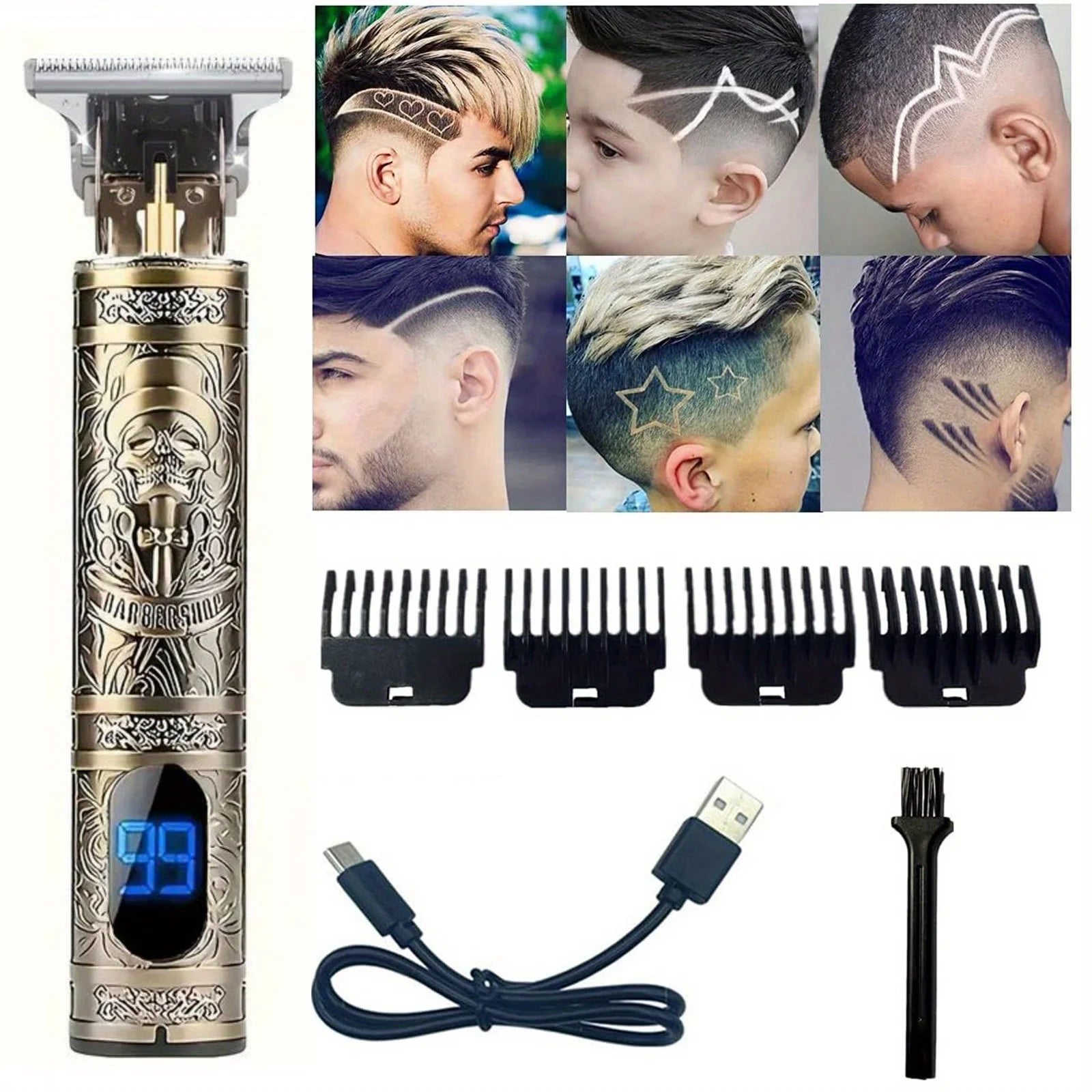 LCD Electric Rechargeable Sculpture Shaver And Hair Clipper For Men