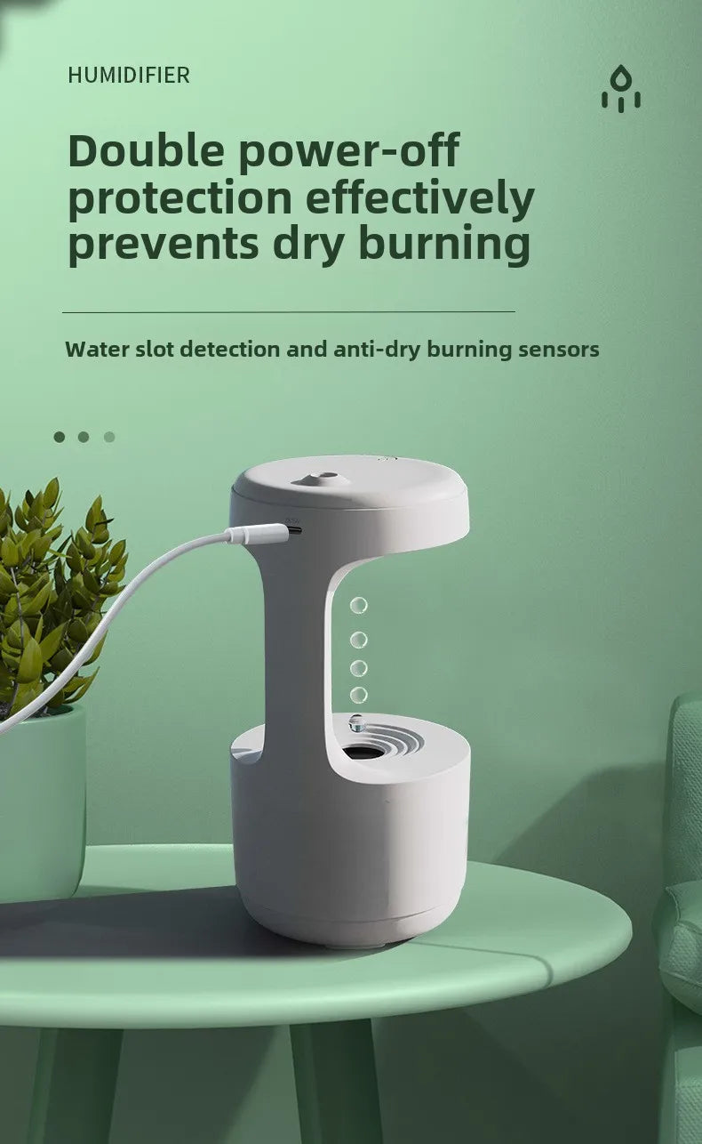 Anti-Gravity Ultrasonic Humidifier with Dual Power-Off Protection