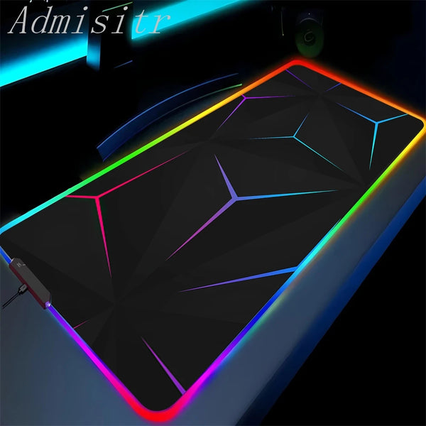 Large Geometric RGB Luminous LED Gamer Mousepad