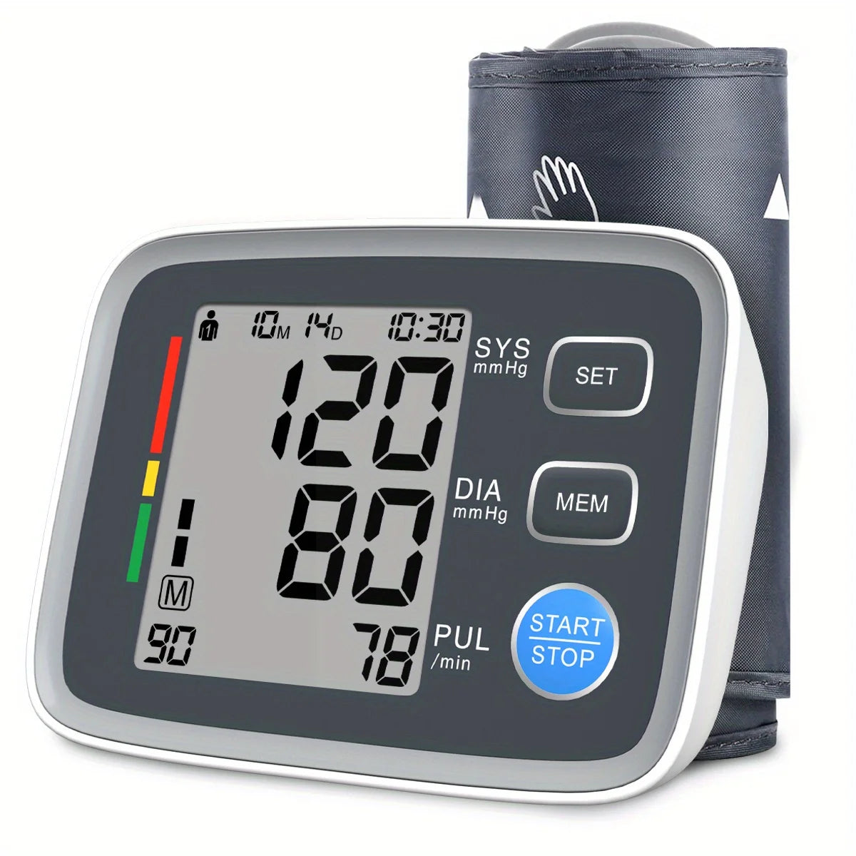 Adjustable cuff automatic digital upper arm blood pressure monitor