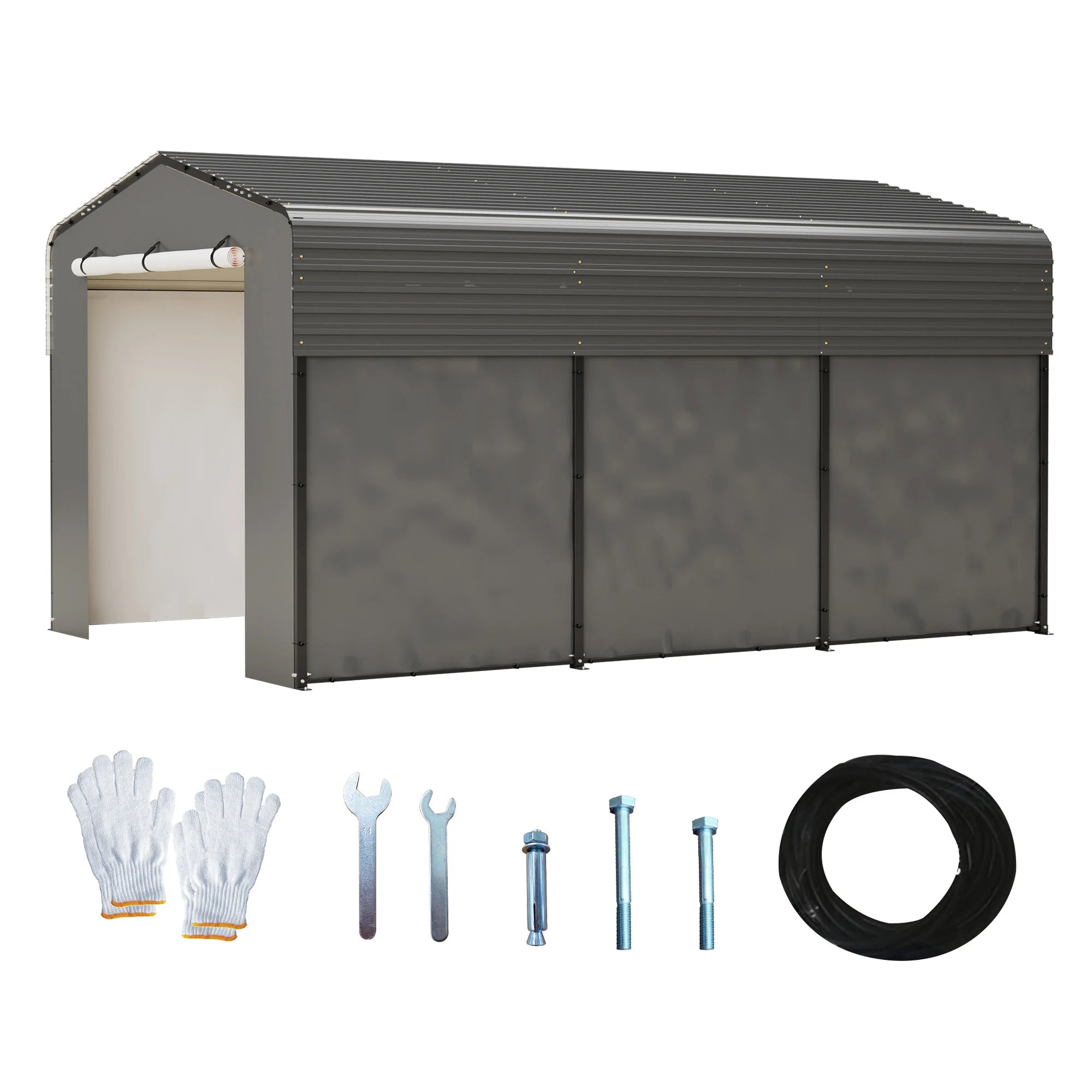 10x15FT Heavy-Duty Metal Carport