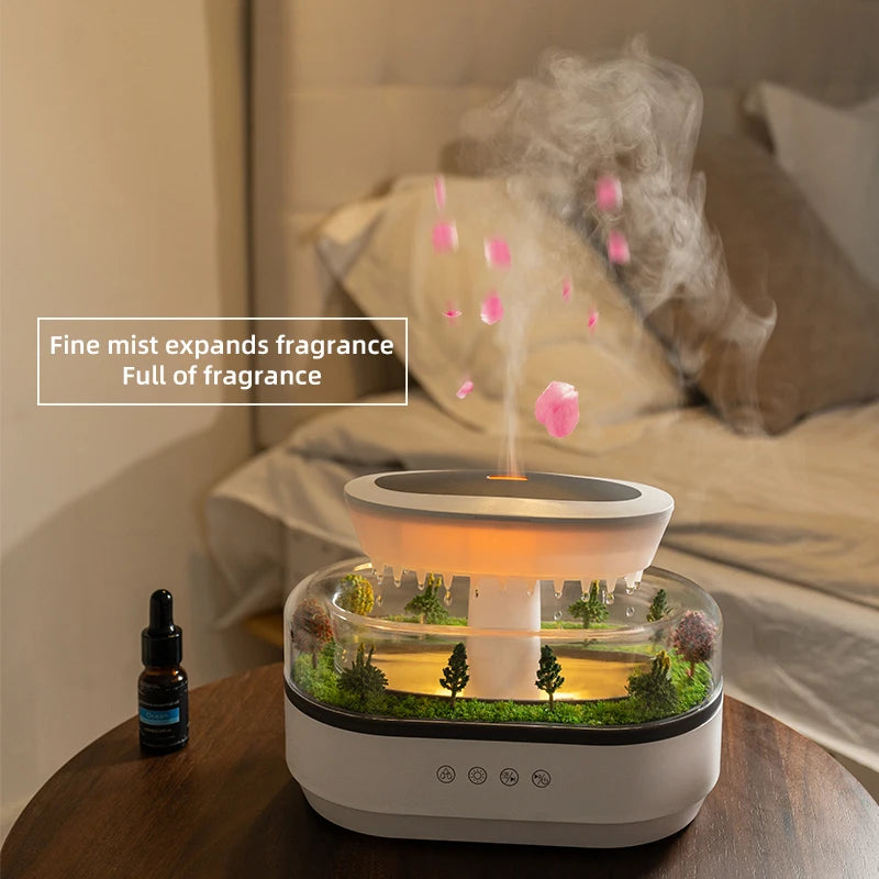 Raindrop Air Humidifier Colorful Light White Noise Essemtial Oil Diffuser