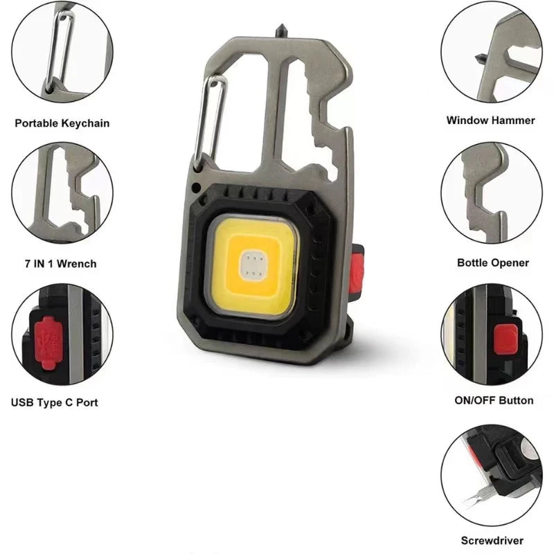 Multifunction Rechargeable Emergency Keychain lighting 7 Modes