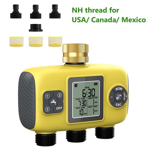 Insoma 3-Outlet Independent Control Automatic Water Timer Garden Irrigation Watering System Independent Control