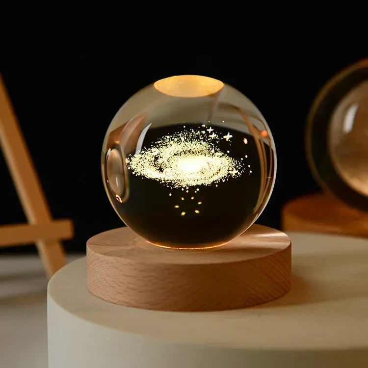 Clear Glass Galaxy Globe Night Light Crystal Ball Lamp