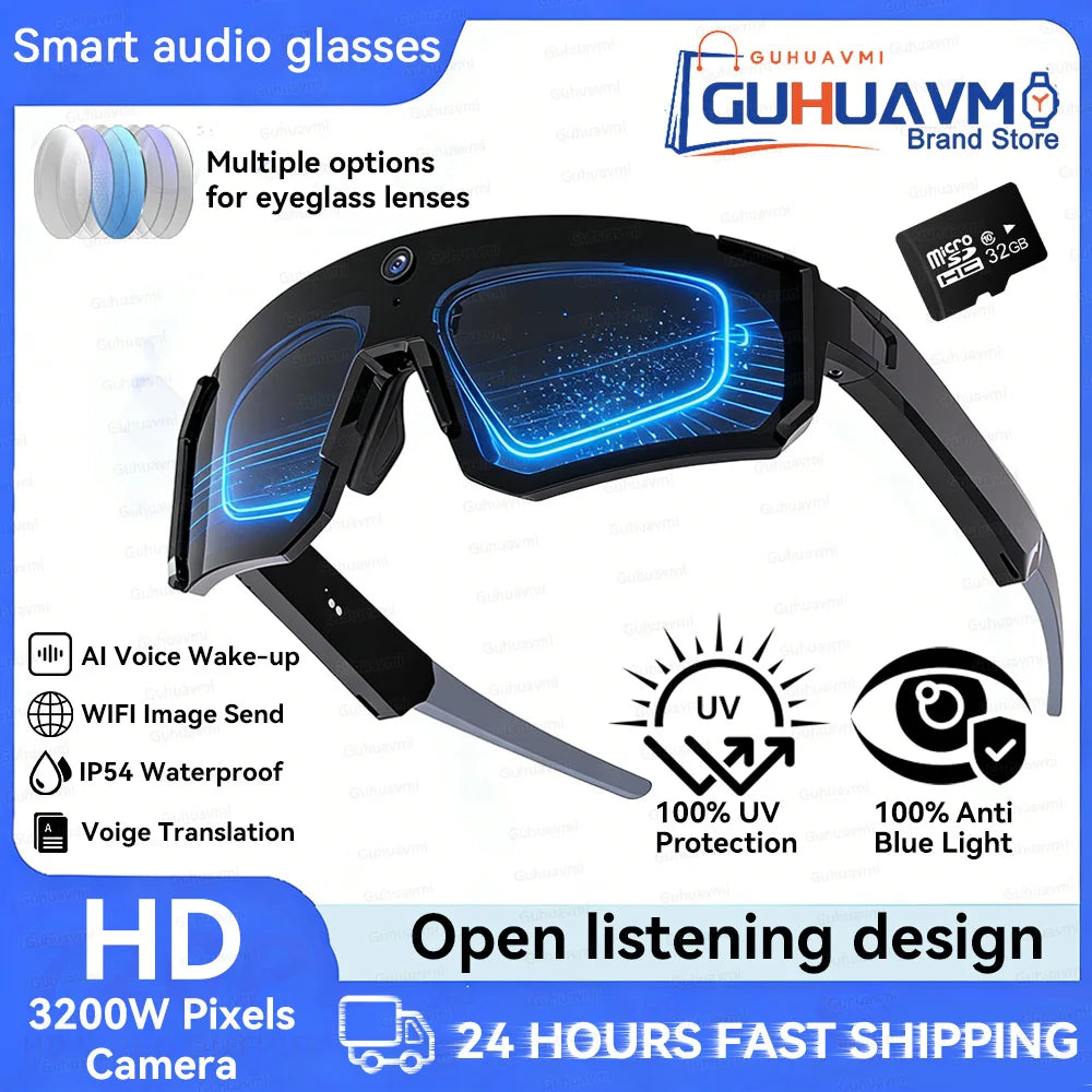 2026 Smart Sport Goggles 800W HD Anti-shake Action Camera Surroud Sound