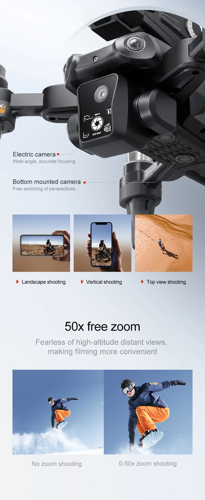 K22 MAX Frisbee Launch Drone with HD Dual Camera Remote Control Quadcopter