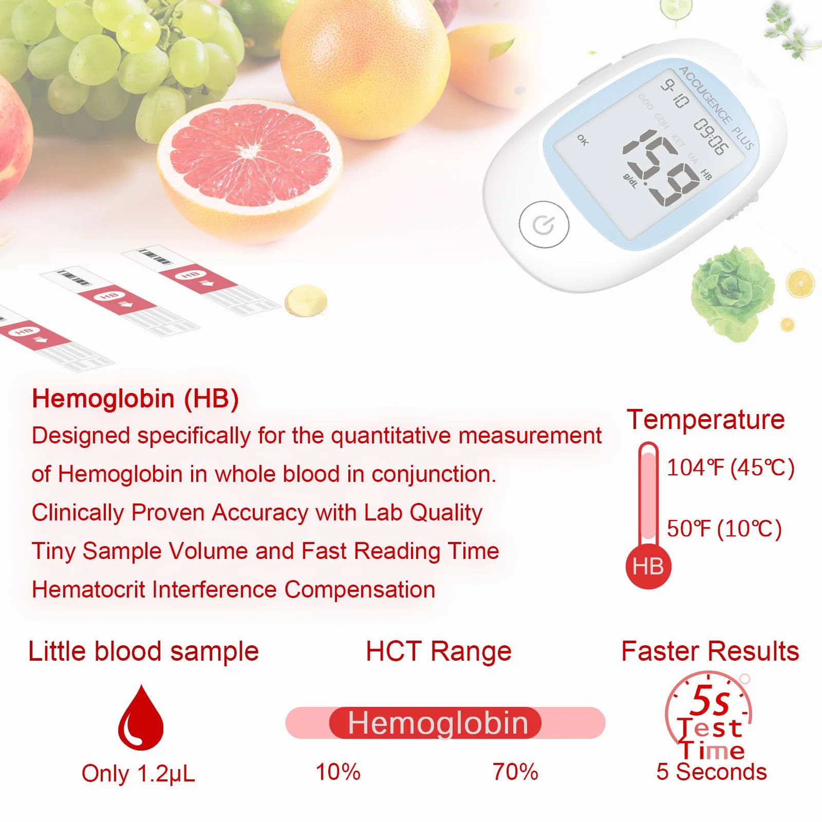 4 in 1 Multifunction Monitor Hemoglobin Blood Ketone Glucose Uric Acid Meter