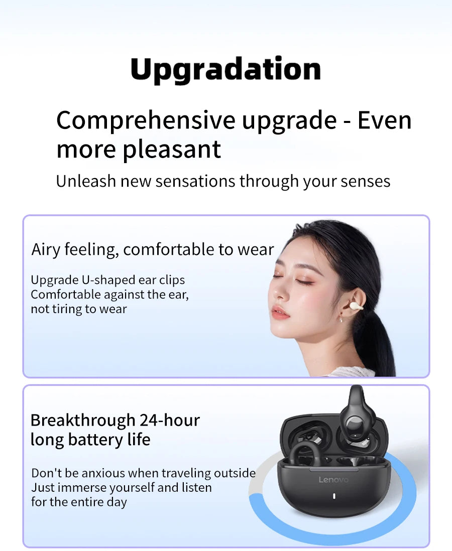 Lenovo Wireless Sport Earbuds Active Noise Cancelling Clip on