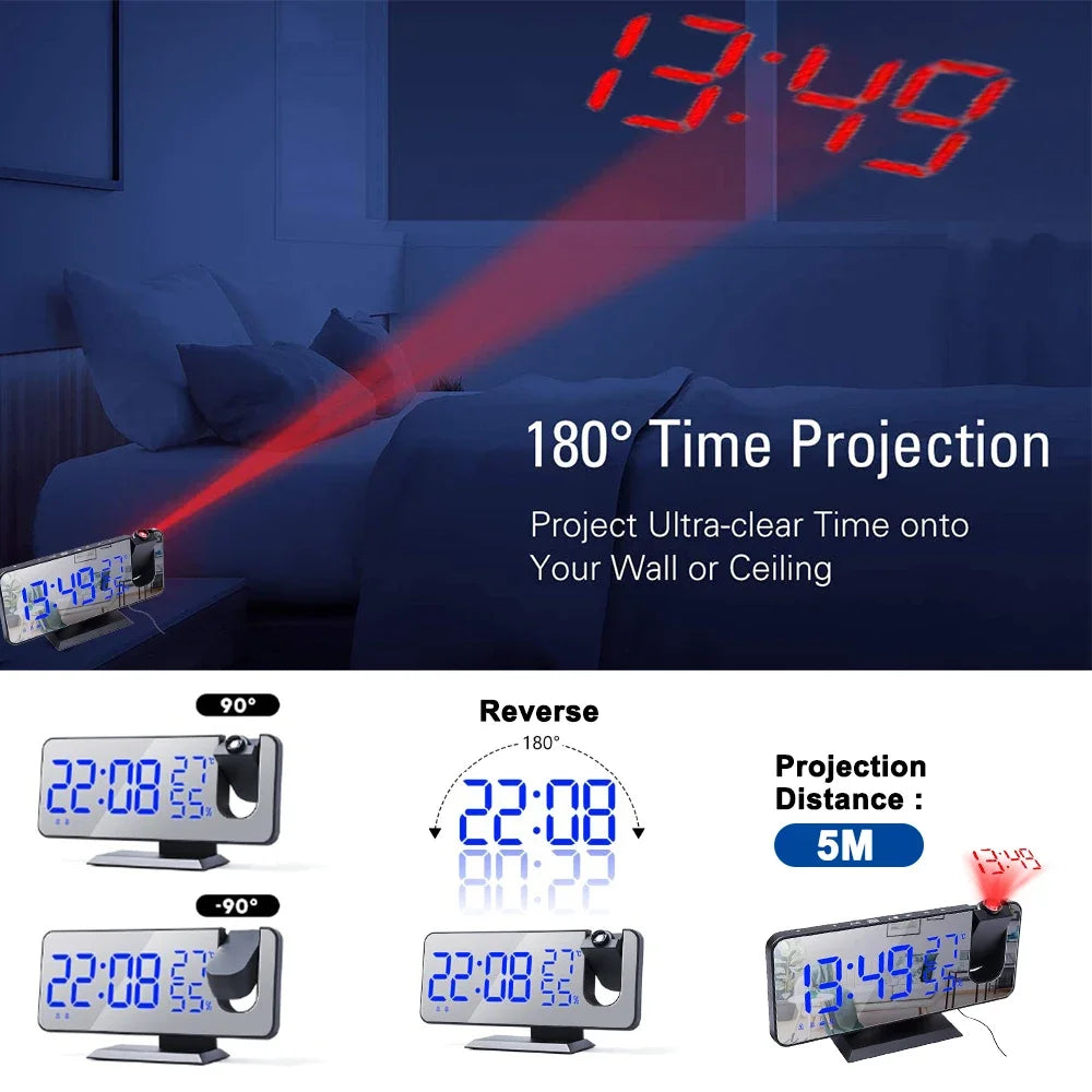 LED Digital Ceiling Projection Alarm Clock with FM Radio