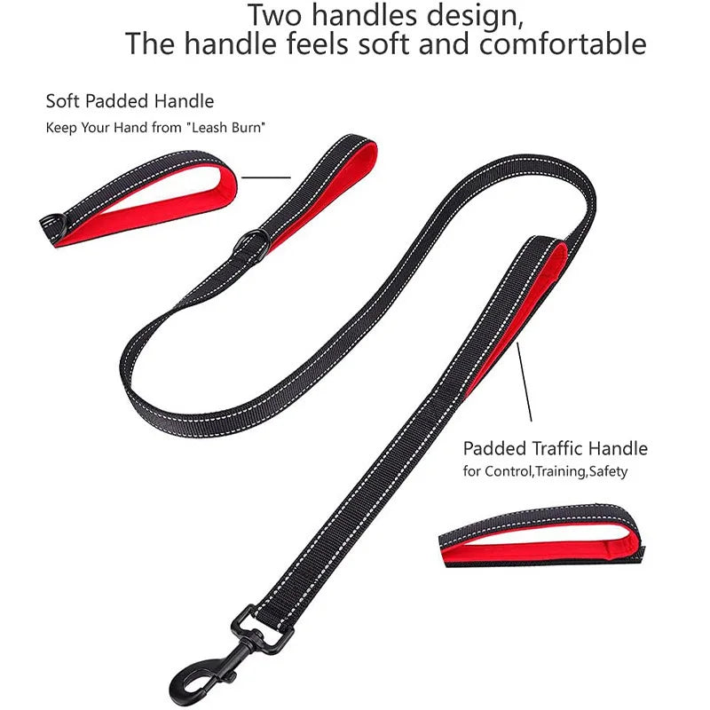 1.2/1.5/1.8m Heavy Duty Double Handle Nylon Dog Leash