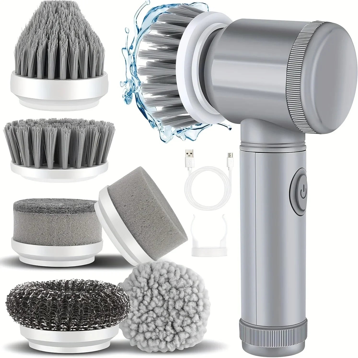 Cordless Cleaning Power Scrubber with 6 Replaceable Brush Heads