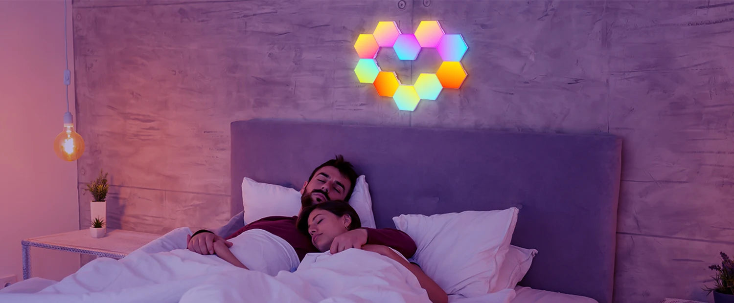 RGB Smart Hexagonal Color changing Ambient Night Light Music Rhythm Wall Lamp