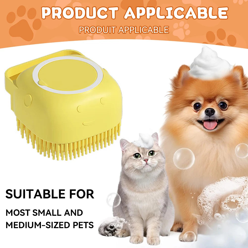 2-in-1 Dog Bathing &amp; Massage Brush with Shampoo Dispenser