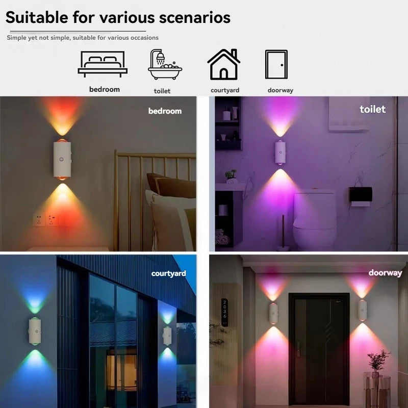 Cat Eye Dual Head Motion Sensor Wall Light 16 RGB Colors Auto On/Off