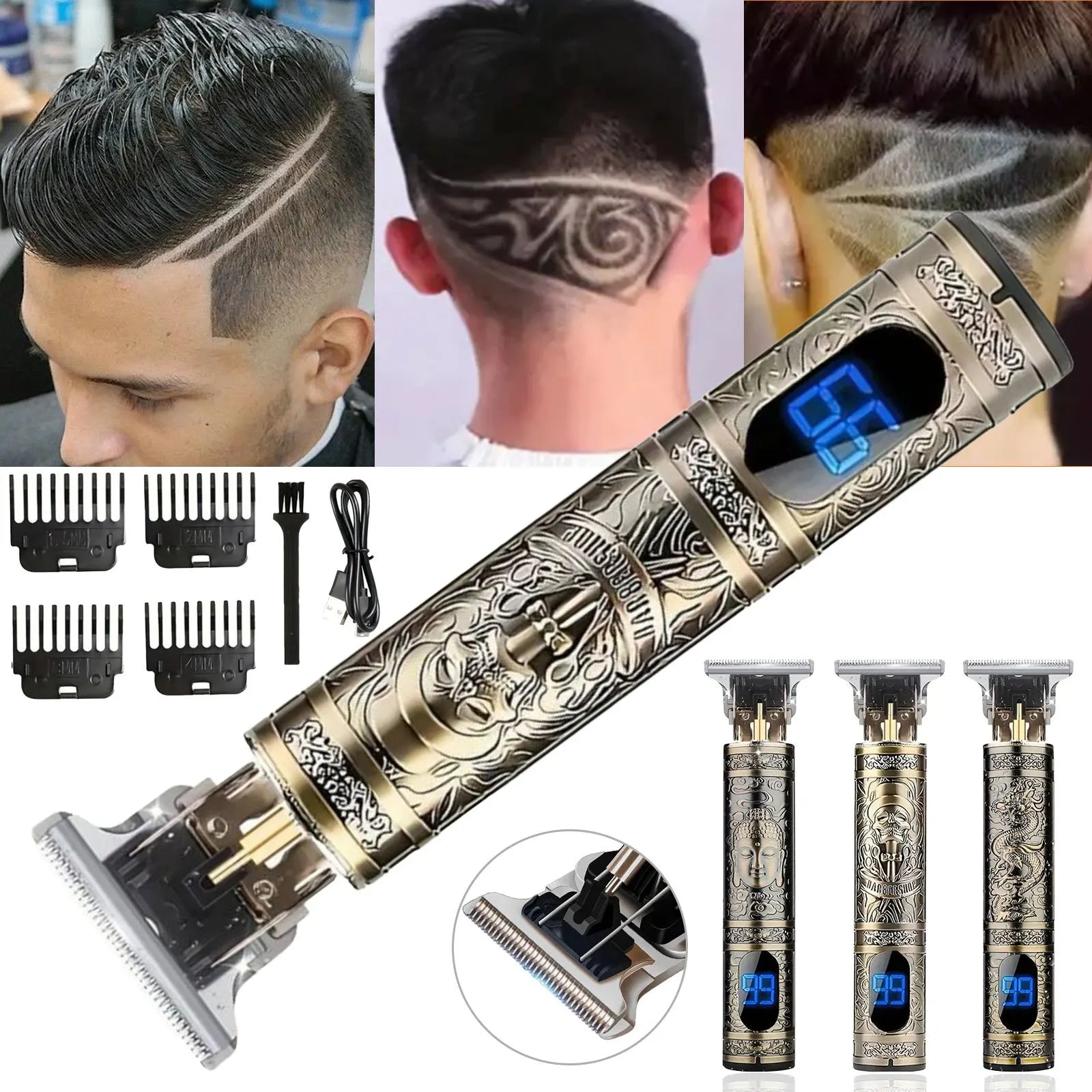 LCD Electric Rechargeable Sculpture Shaver And Hair Clipper For Men