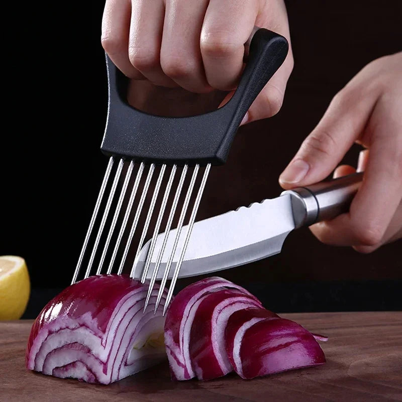 Stainless Steel Onion Cutter Holder Food Slicers Assistant