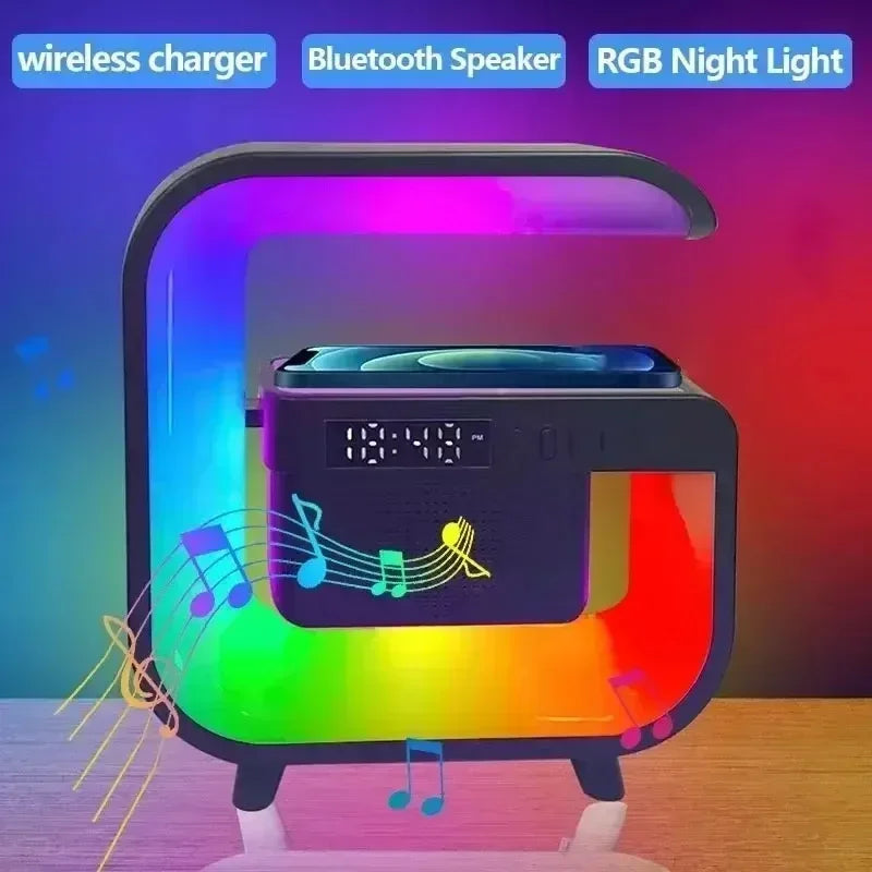 Wireless Charger Desk Lamp with Bluetooth Speaker & Alarm Clock