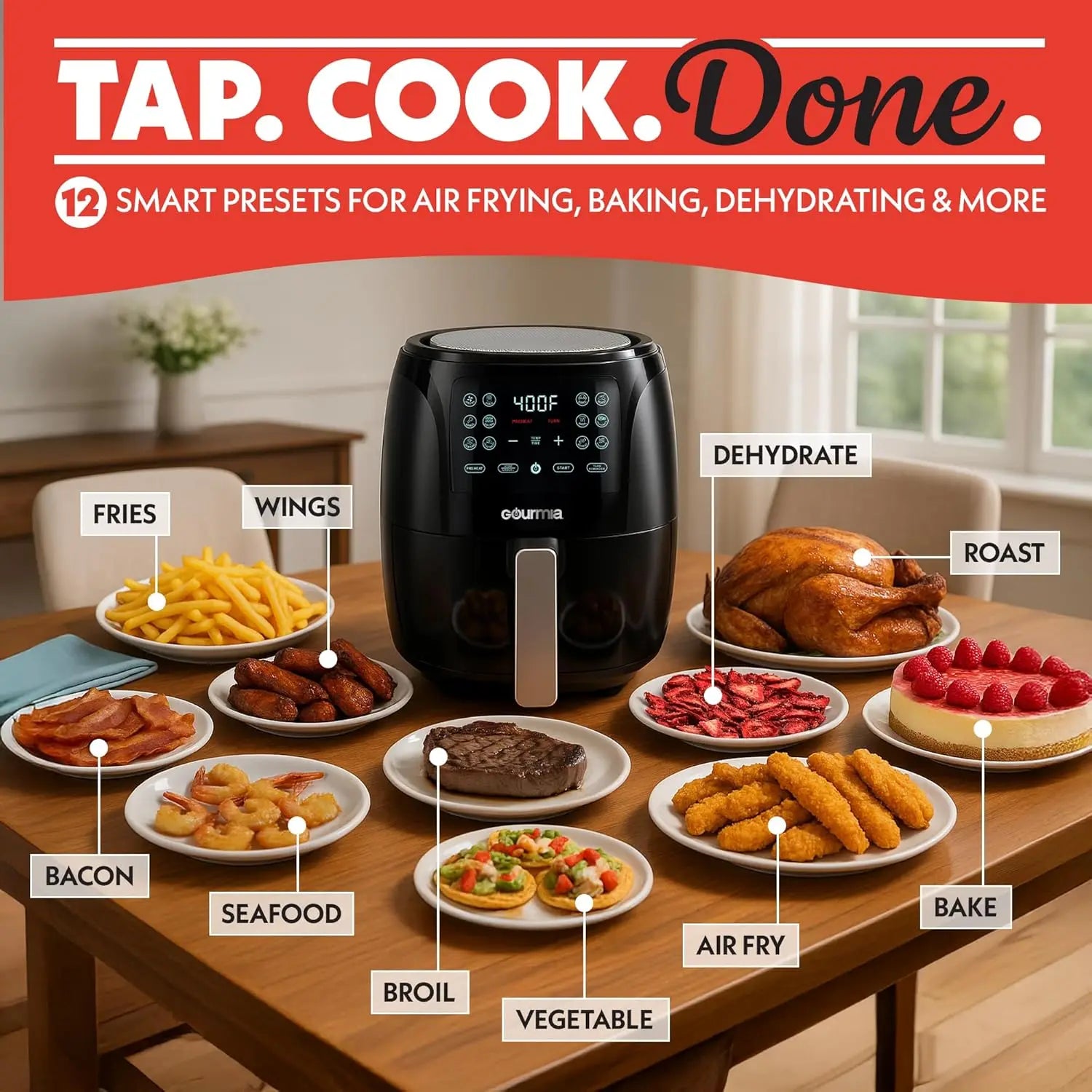 4 Qt Digital Air Fryer with 8 Presets, FryForce360° Technology