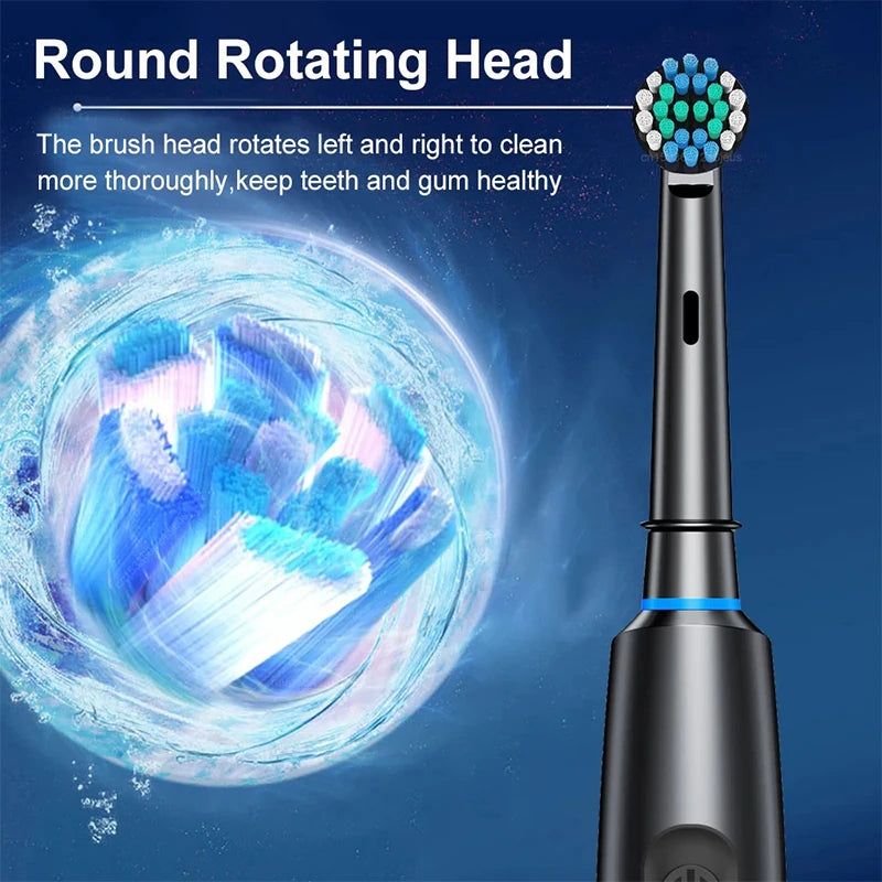 Electric Rechargeable Rotary Toothbrush with 8 Soft Brush Heads