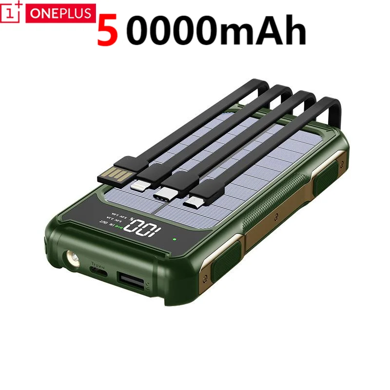 200000mah Ultra Capacity Solar Mobile Power Bank Fast Charging 4-in-1 Built In Cable