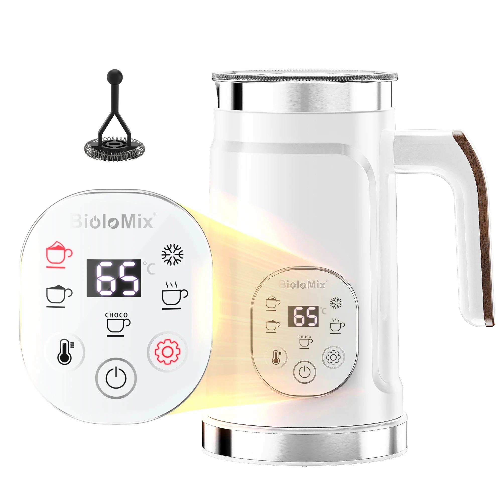 5-in-1 Hot & Cold Milk Frother with LED Touch Screen