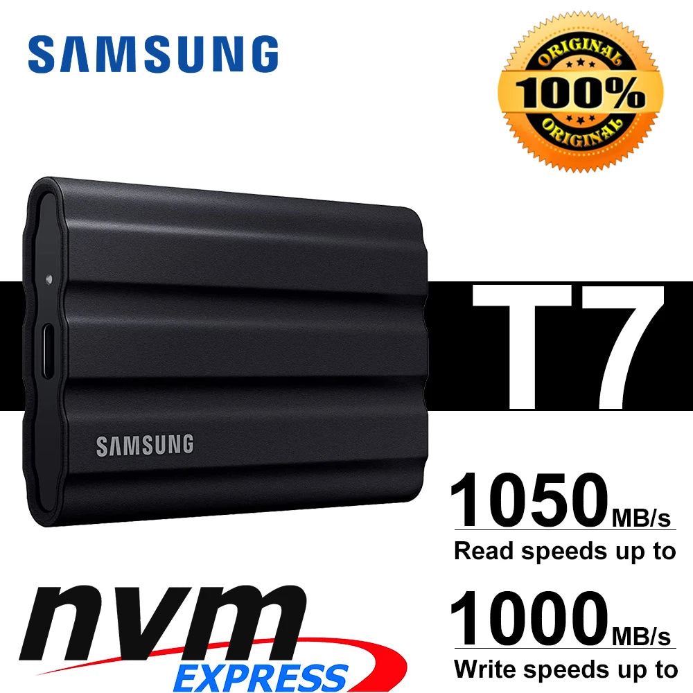 Samsung T7 - 1TB, 2TB & 4TB High-Speed Portable External Solid State Drive