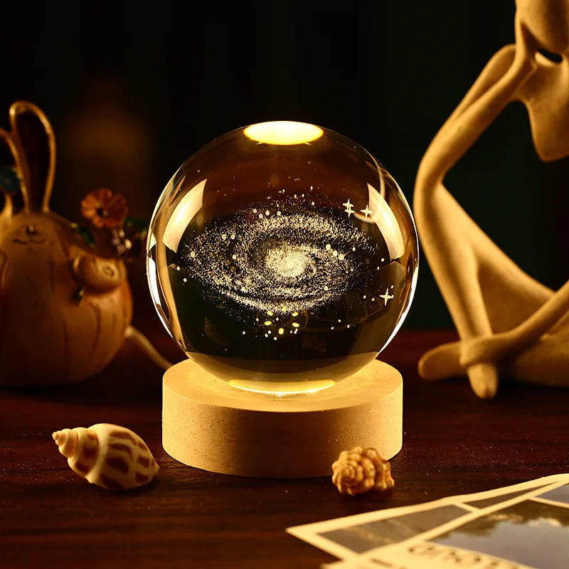 Clear Glass Galaxy Globe Night Light Crystal Ball Lamp