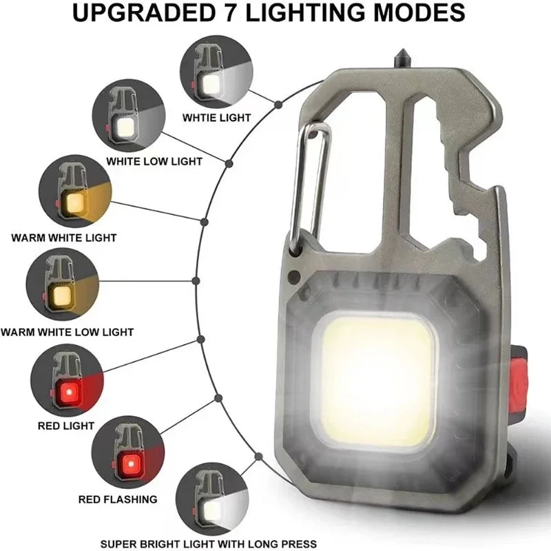Multifunction Rechargeable Emergency Keychain lighting 7 Modes