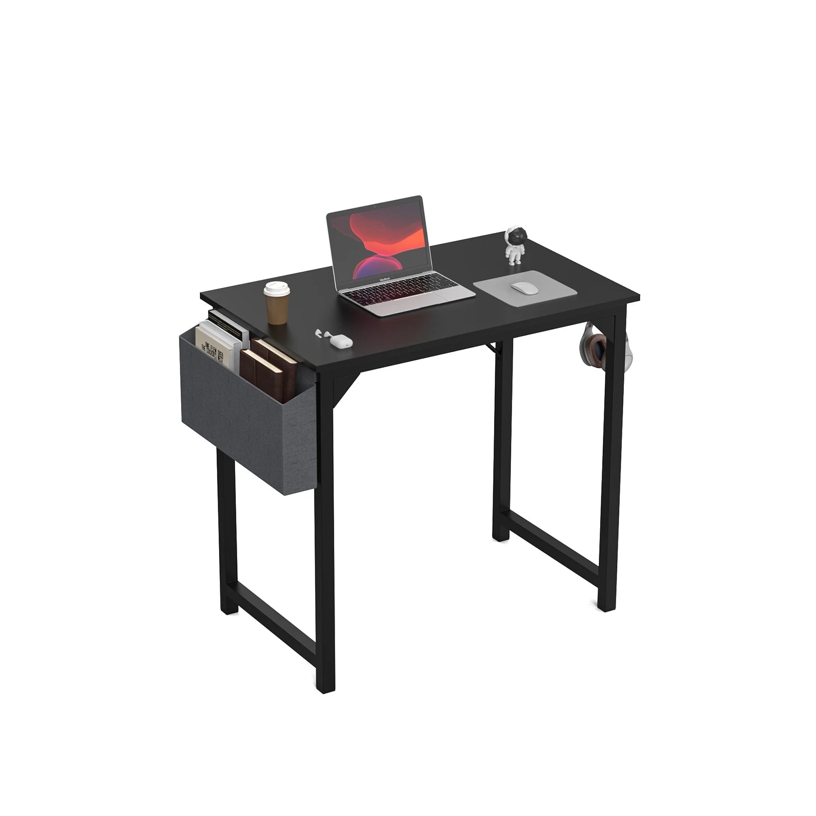 JHK Compact Computer Desk with Side Bag & Headphone Hook